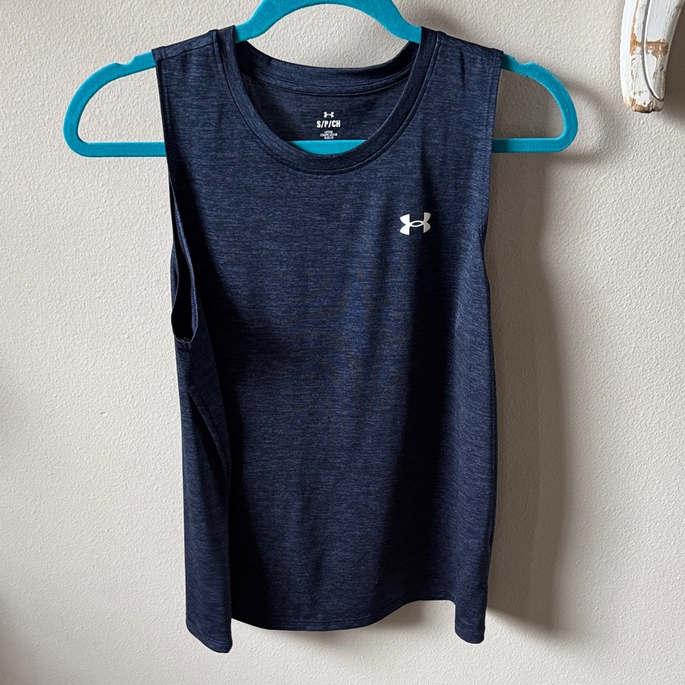 Under Armour Women’s Navy Blue Muscle Tee with White Logo